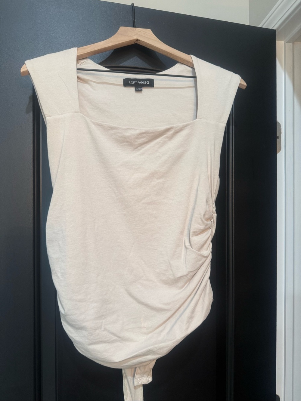 Loft Women's light beige  Square-Neck Ruched Tank body suit